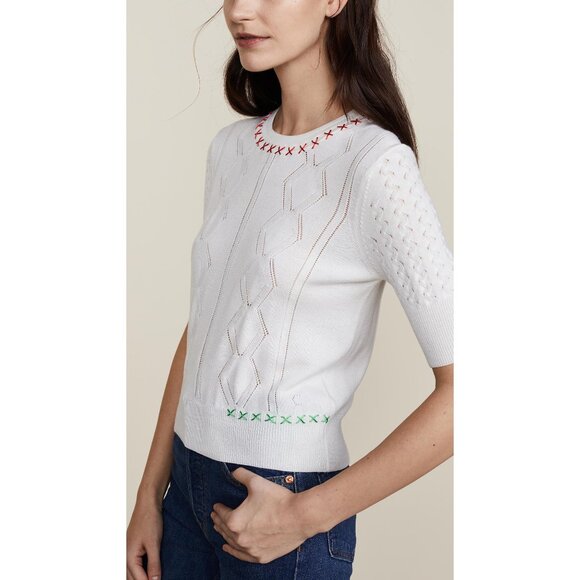Carven “Cross Stitch” Merino Wool Knit in Ivory, Size S (fits like XS/S) - Picture 10 of 10